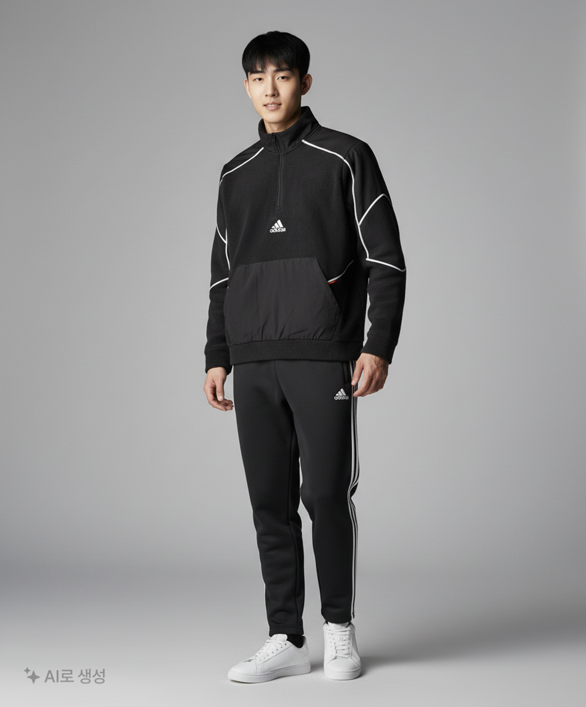 아디다스(ADIDAS) 에센셜 리플렉트 인 더 다크 폴라 플리스 쿼터집 탑 HL6914 XXL