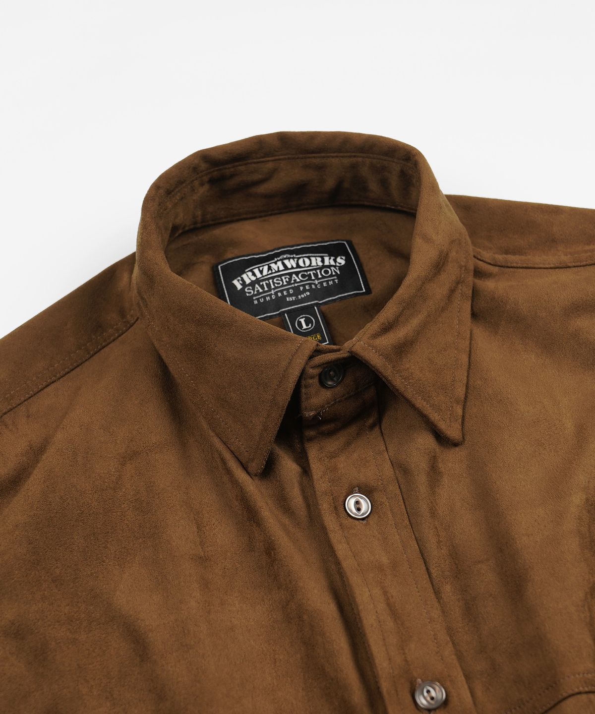 프리즘웍스(FRIZMWORKS) SUEDE TRUCKER RELAXED SHIRT _ BROWN