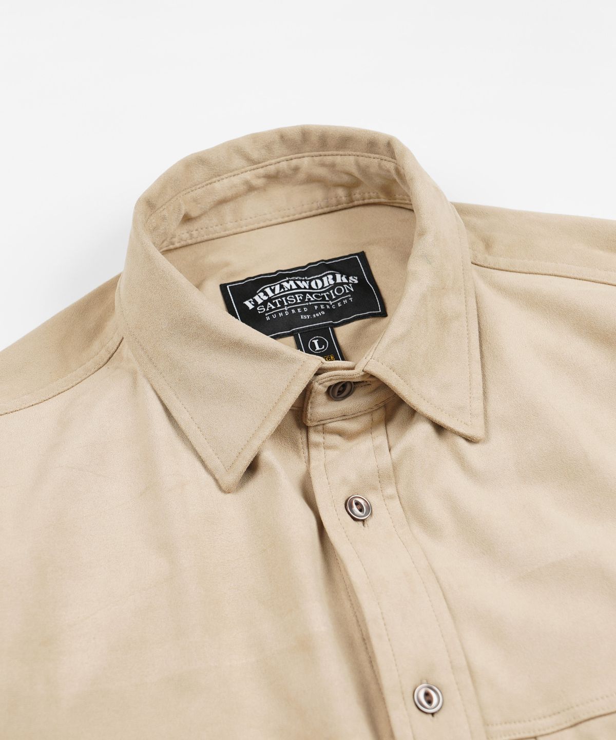 프리즘웍스(FRIZMWORKS) SUEDE TRUCKER RELAXED SHIRT _ SAND