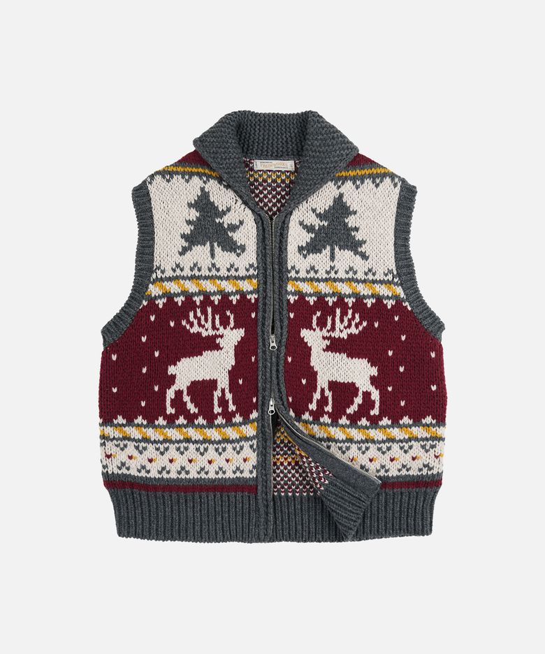 HEAVY COWICHAN KNIT VEST _ RED