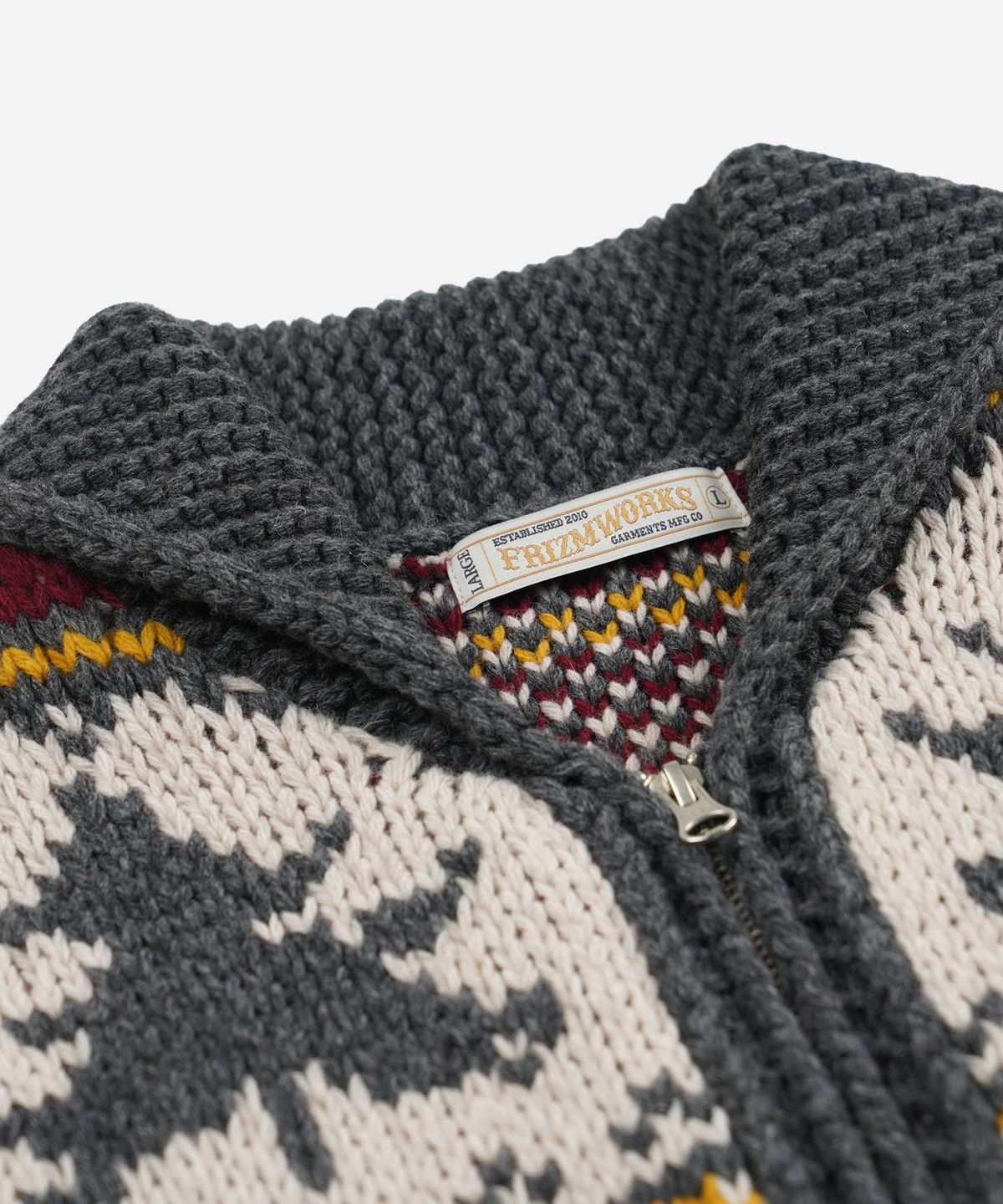 프리즘웍스(FRIZMWORKS) HEAVY COWICHAN KNIT VEST _ RED