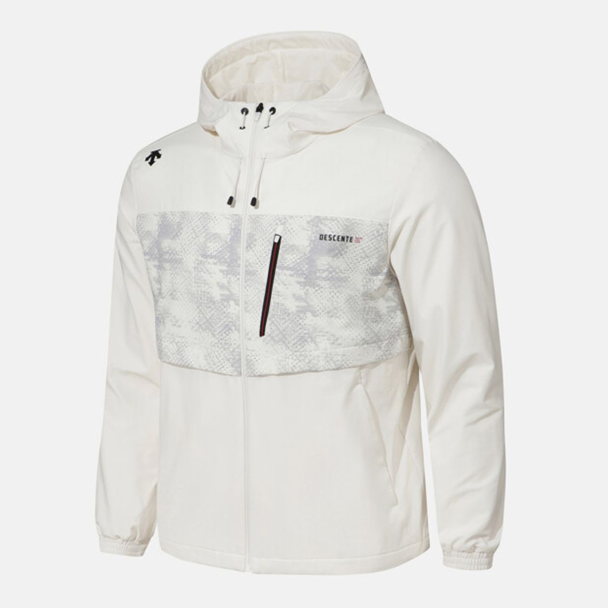 데상트(DESCENTE) 남성 후드형 우븐 집업 자켓 화이트 SR323TWT81