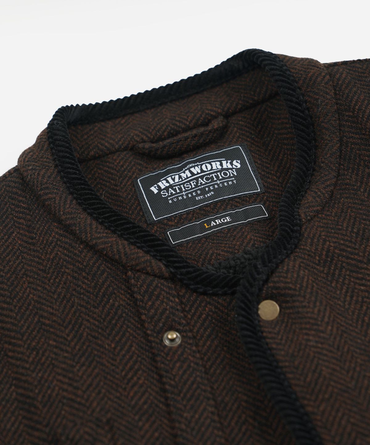 프리즘웍스(FRIZMWORKS) HERRINGBONE WOOL HUNTING VEST _ CHESTNUT BLACK