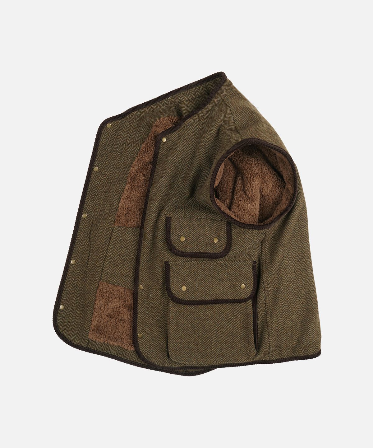 프리즘웍스(FRIZMWORKS) HERRINGBONE WOOL HUNTING VEST _ BROWN GREEN