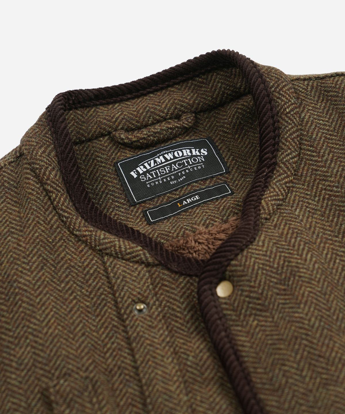 프리즘웍스(FRIZMWORKS) HERRINGBONE WOOL HUNTING VEST _ BROWN GREEN