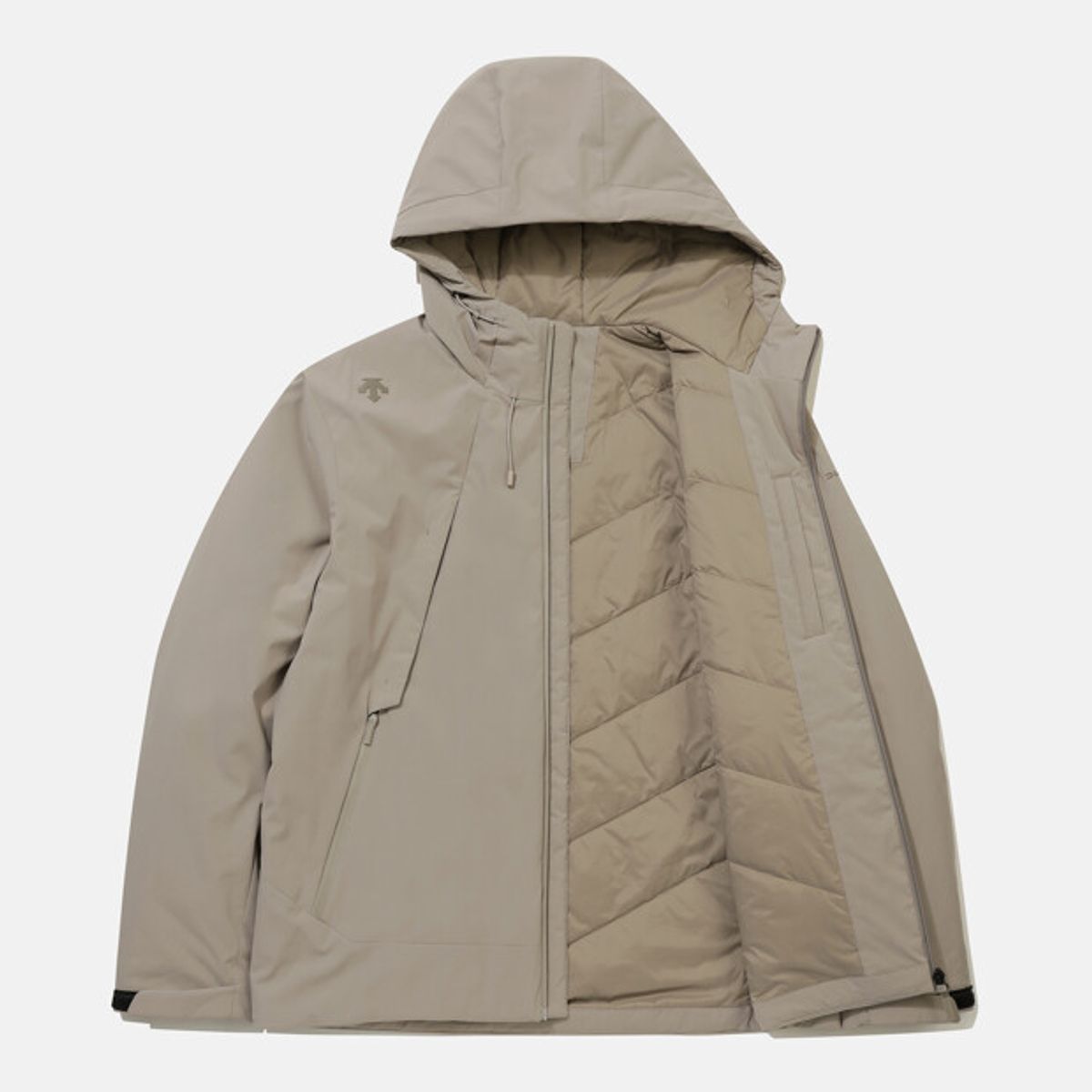 데상트(DESCENTE) 남성 경량 신슐레이트 후드형 패딩 자켓 베이지 SR321DPD91