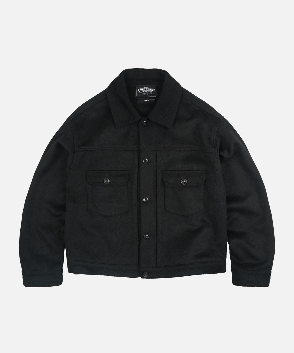 프리즘웍스(FRIZMWORKS) SOLID WOOL TRUCKER JACKET _ BLACK