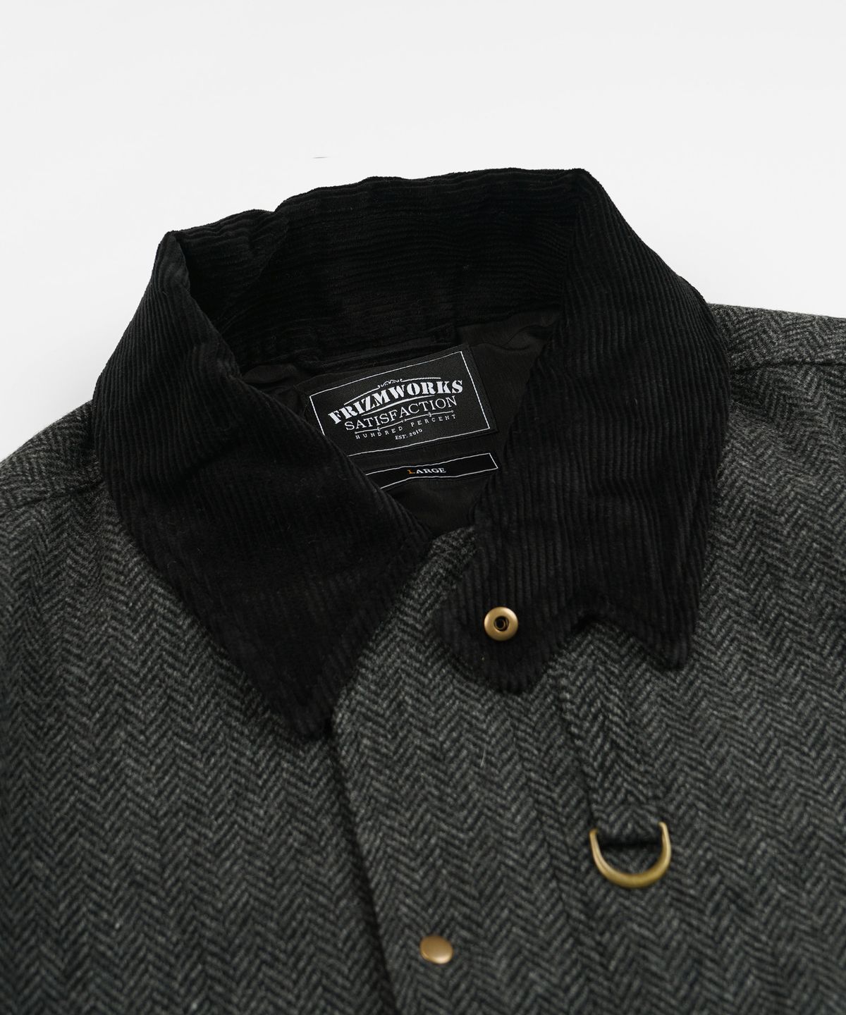 프리즘웍스(FRIZMWORKS) HERRINGBONE WOOL HUNTING JACKET _ GRAY BLACK