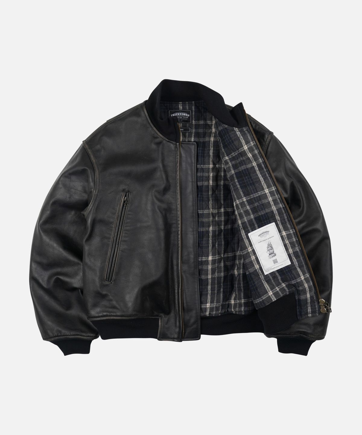 프리즘웍스(FRIZMWORKS) PATINA COWHIDE TANKER JACKET _ WASHED BLACK