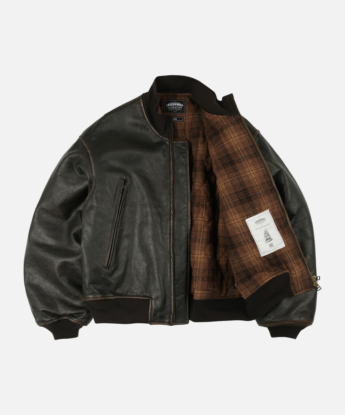 프리즘웍스(FRIZMWORKS) PATINA COWHIDE TANKER JACKET _ WASHED BROWN