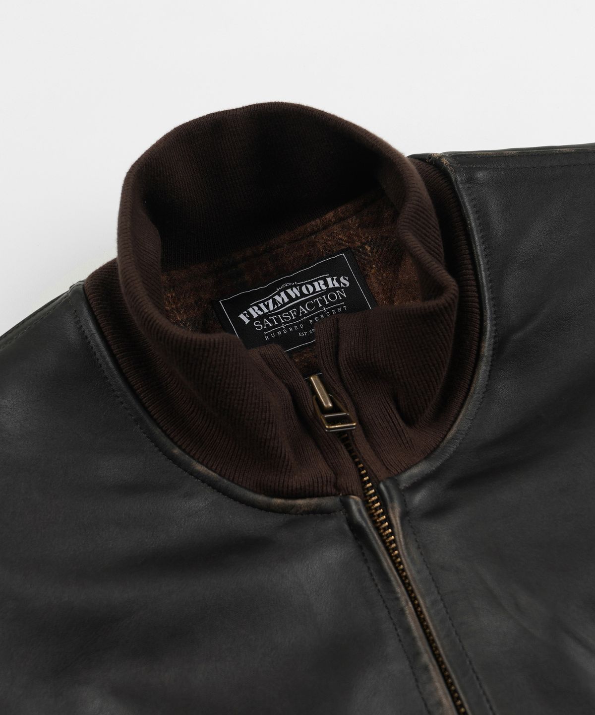 프리즘웍스(FRIZMWORKS) PATINA COWHIDE TANKER JACKET _ WASHED BROWN