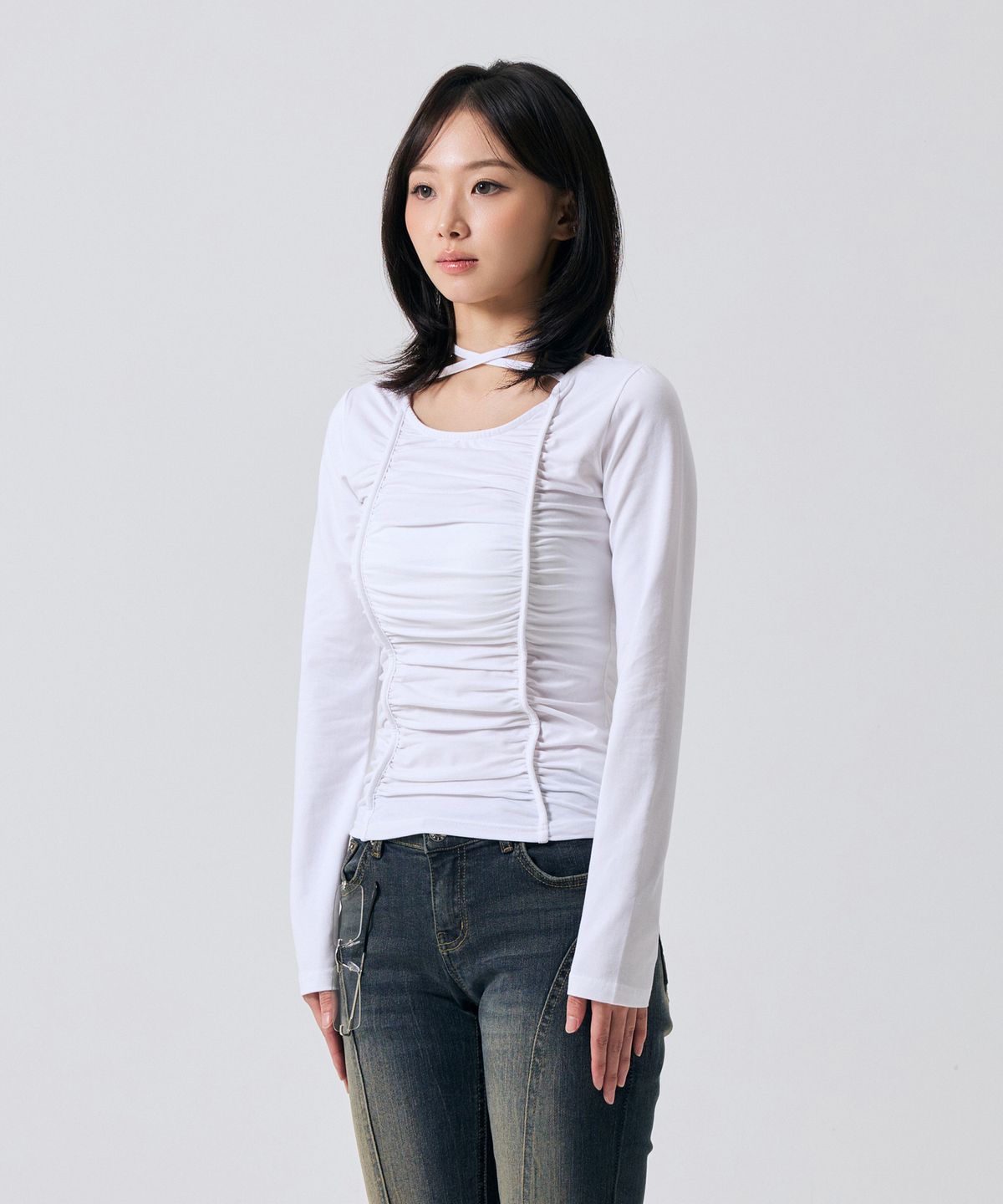 아리킴(ARIKIM) LISE SHIRRING TOP / WHITE