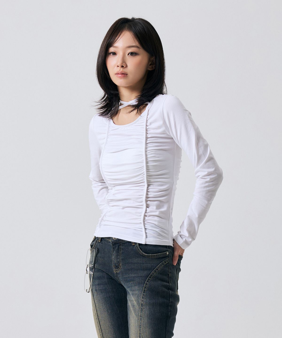 아리킴(ARIKIM) LISE SHIRRING TOP / WHITE