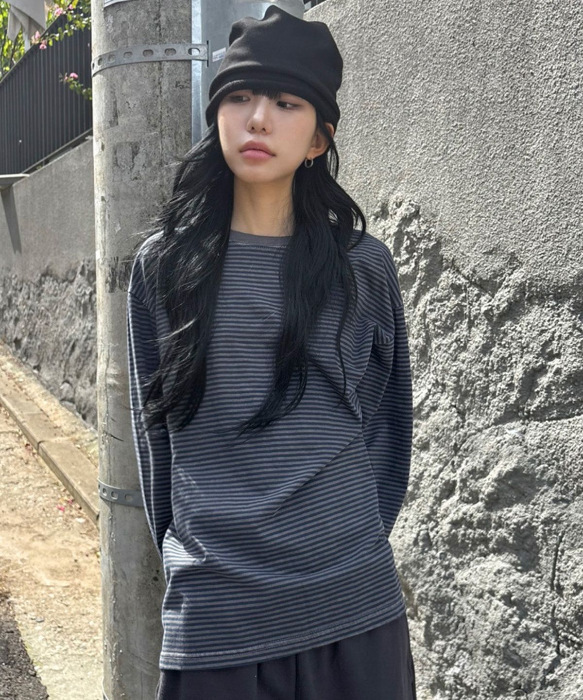 스켈리웩(SCALLYWAG) 워시드 스트라이프 롱 슬리브[블루]