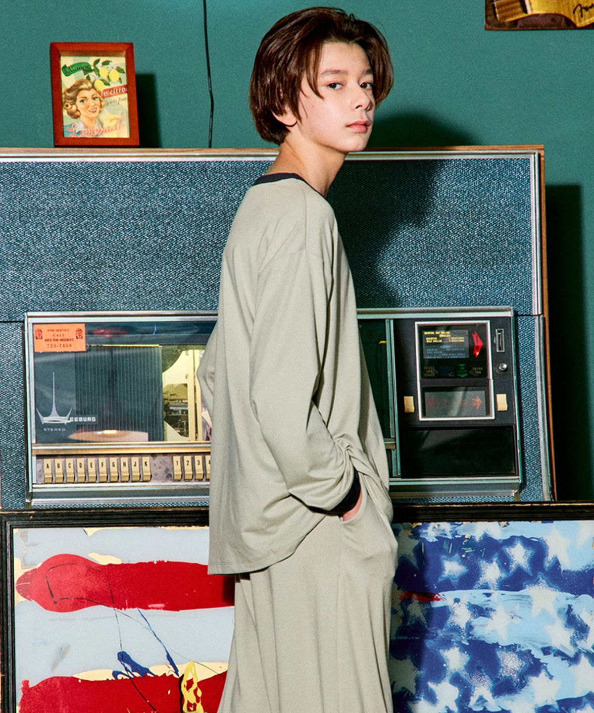 마밤(MAVARM) MSMV 피치기모 링거 아동 9부 내의 세트 [뮤티드세이지]