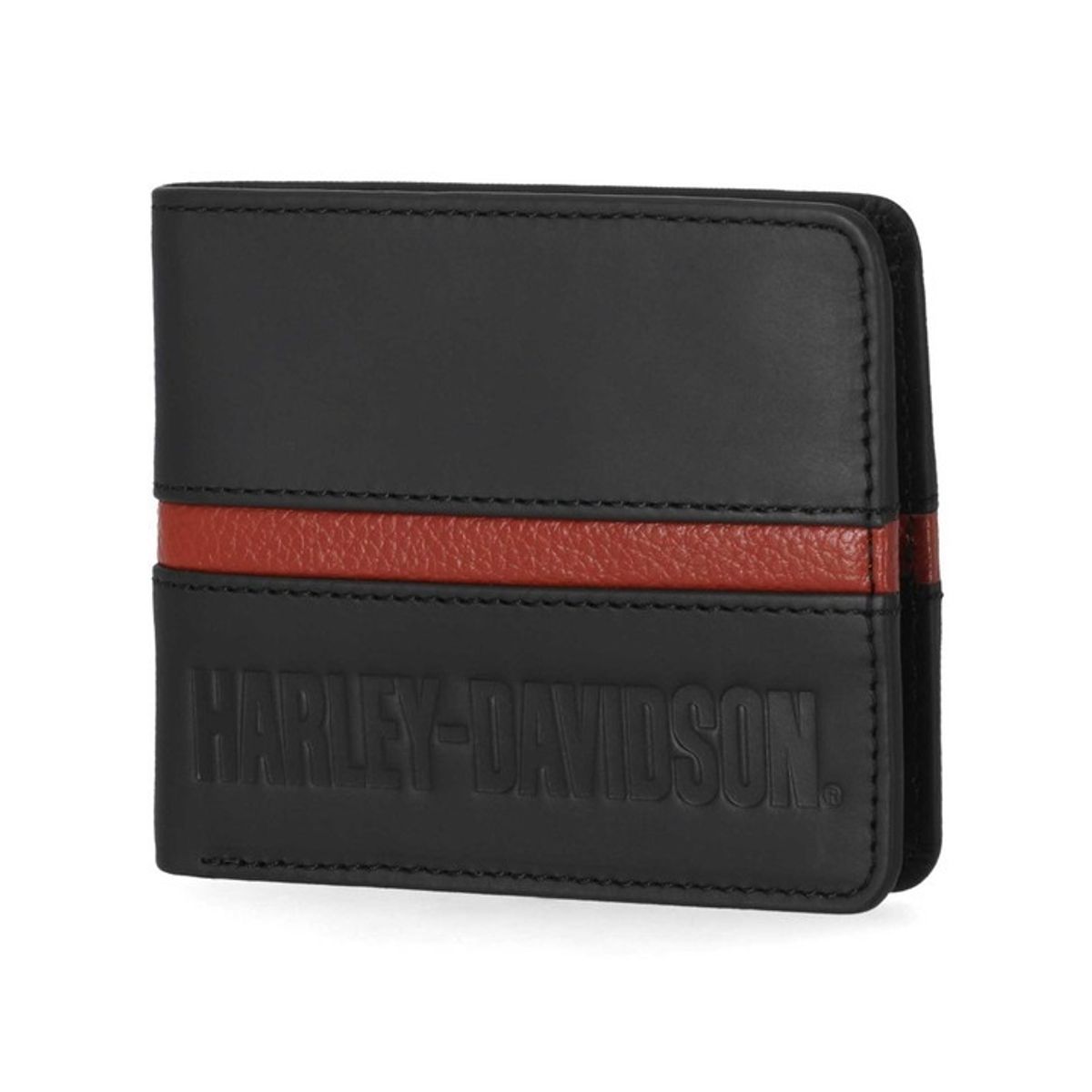 할리데이비슨(HARLEY-DAVIDSON) 센터블록 패스케이스 양면 가죽 지갑 블랙