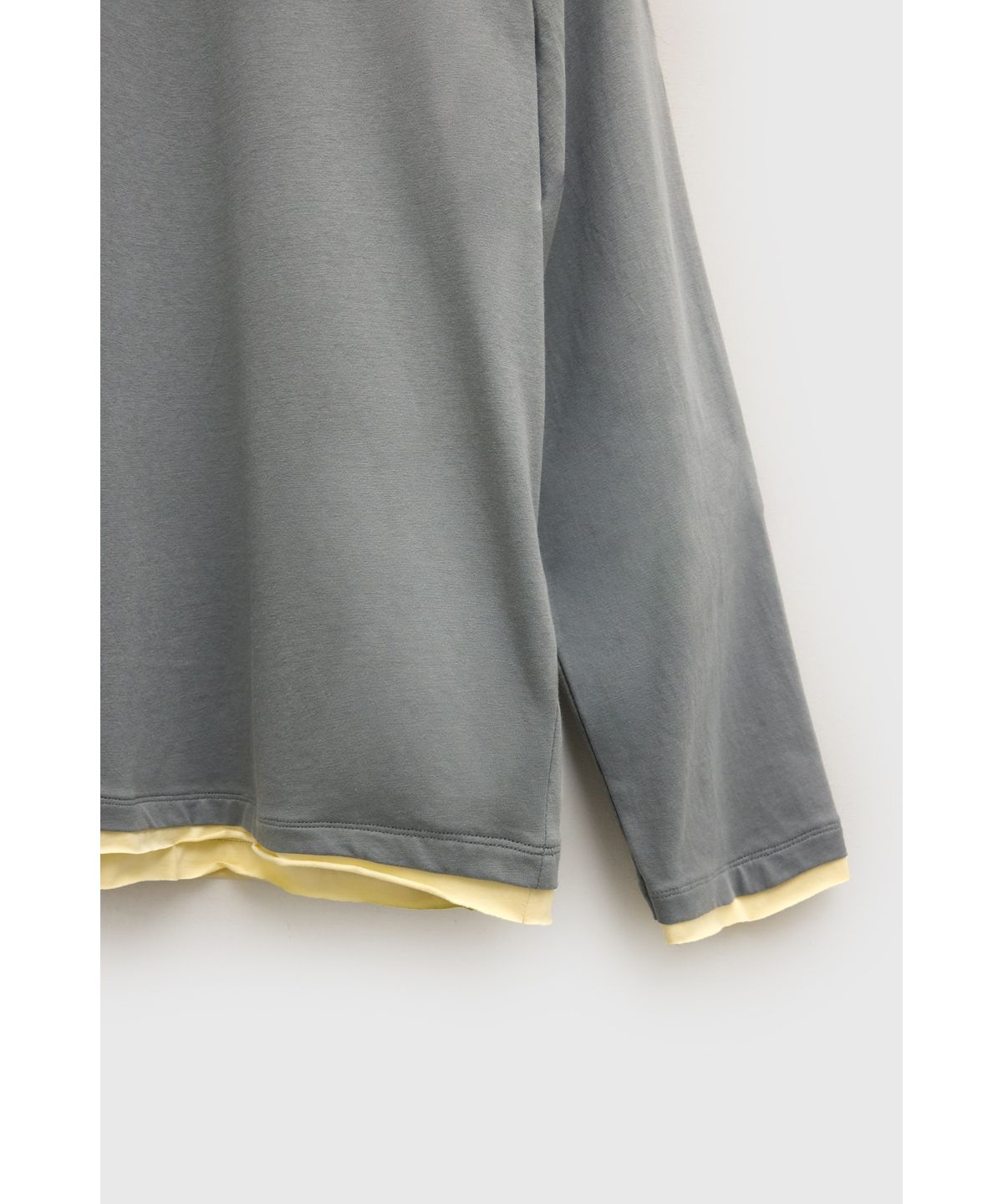 유스(YOUTH) Cut-off Layered L/S T-Shirt - Grey & Yellow