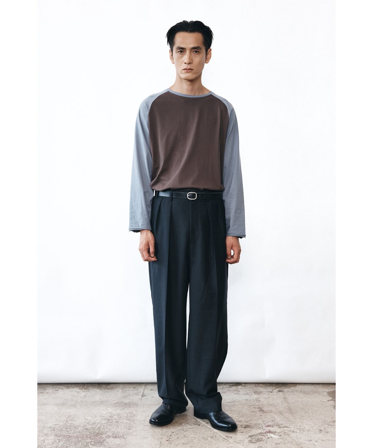 유스(YOUTH) Cut-off Raglan L/S T-shirt - Brown & Blue