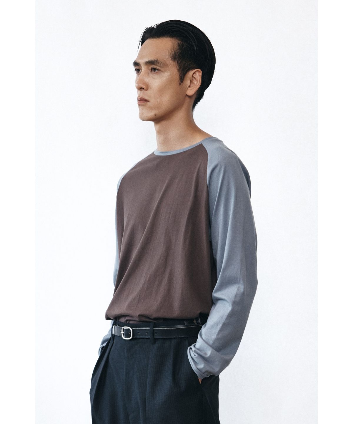 유스(YOUTH) Cut-off Raglan L/S T-shirt - Brown & Blue