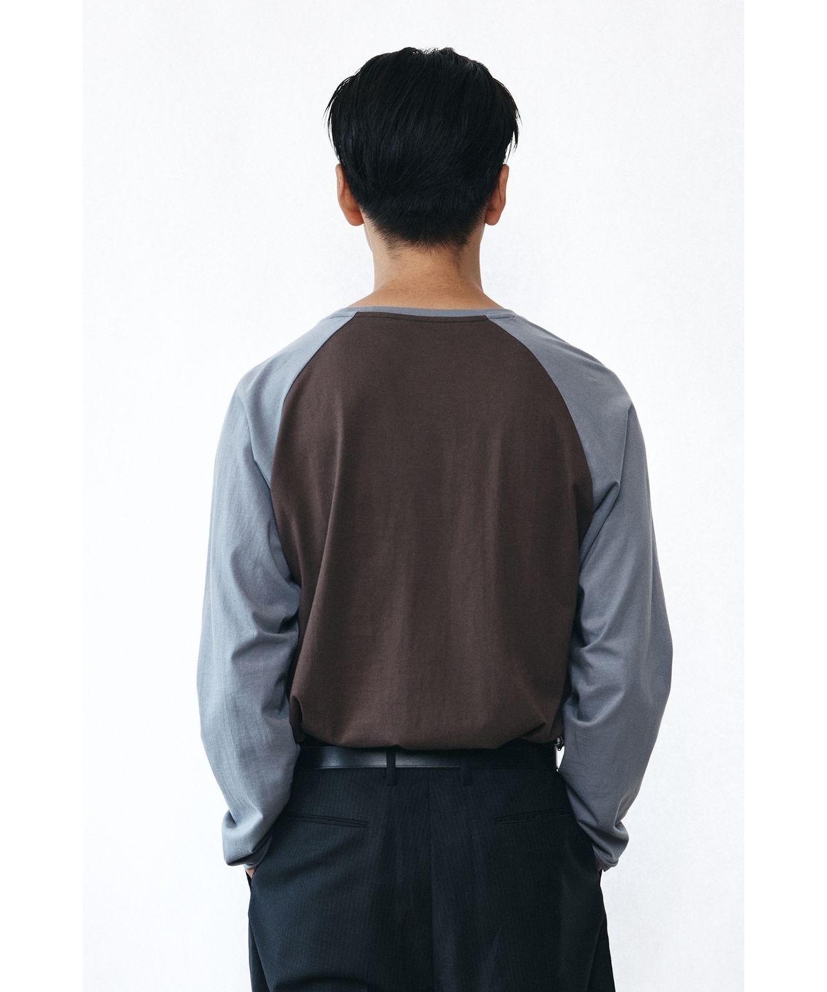 유스(YOUTH) Cut-off Raglan L/S T-shirt - Brown & Blue