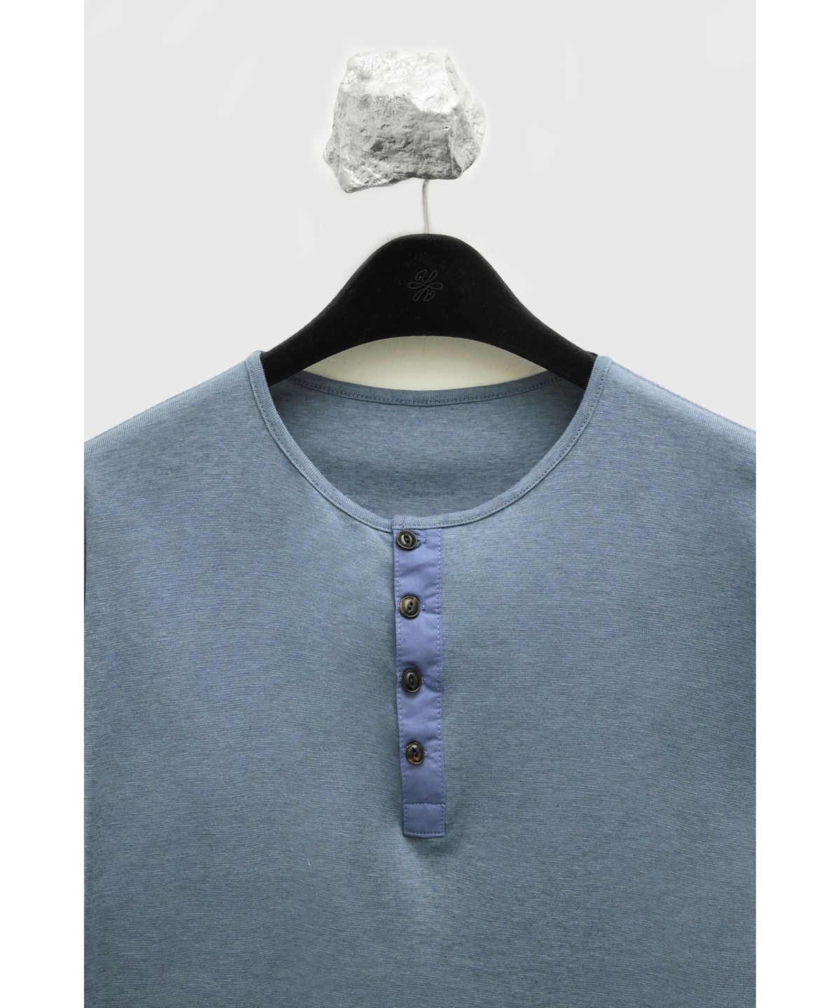 유스(YOUTH) Henley-neck L/S T-shirt - Blue