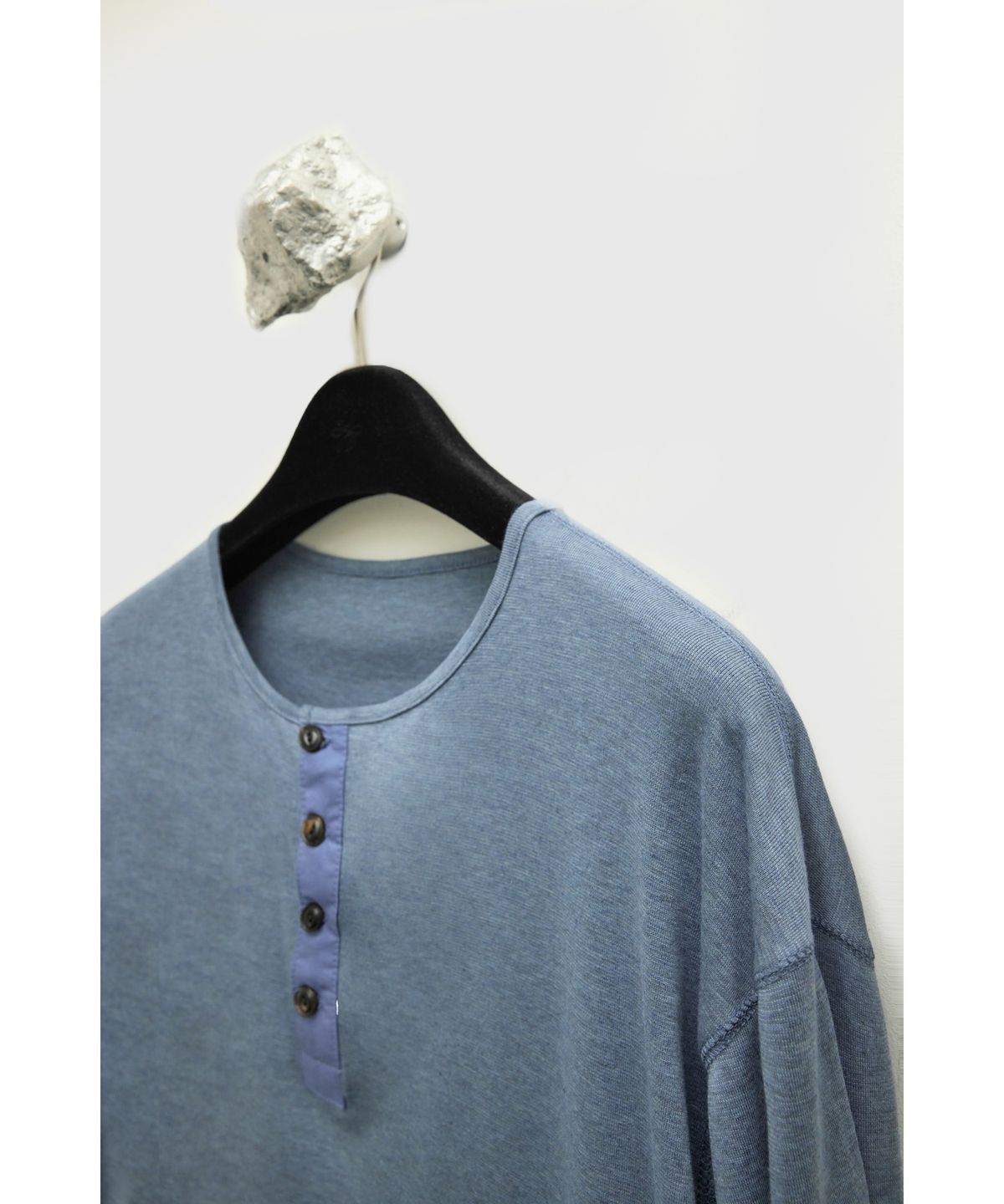 유스(YOUTH) Henley-neck L/S T-shirt - Blue