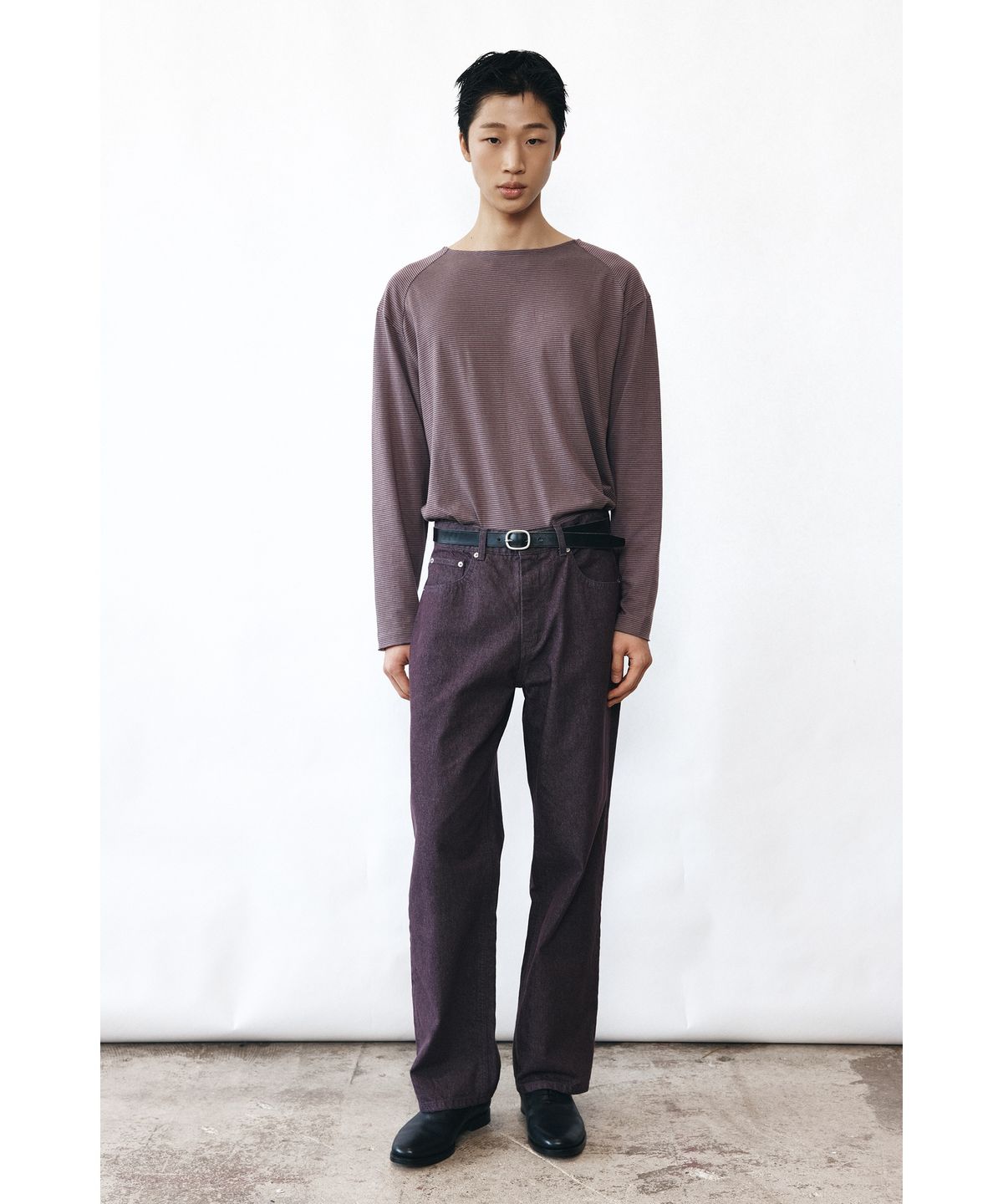 유스(YOUTH) Boat-neck Stripe T-shirt - Violet