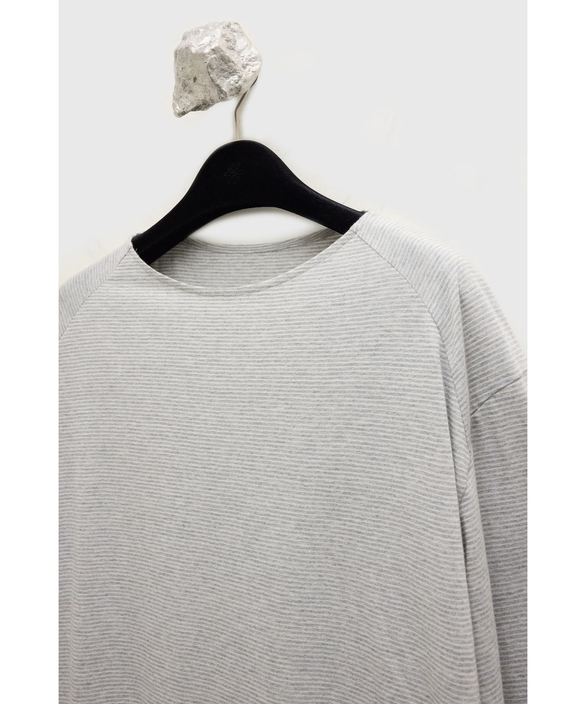 유스(YOUTH) Boat-neck Stripe T-shirt - Melange Grey