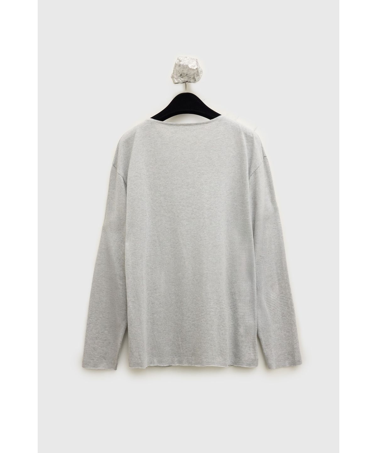 유스(YOUTH) Boat-neck Stripe T-shirt - Melange Grey