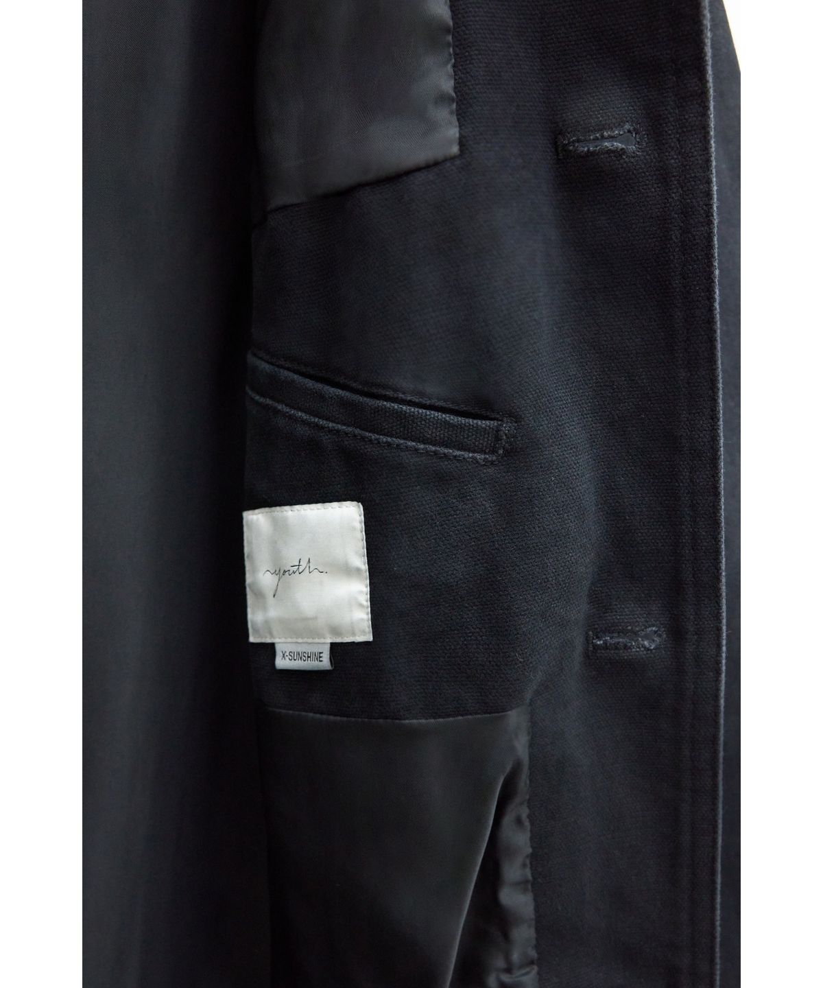 유스(YOUTH) Leather Collar Half Coat - Black