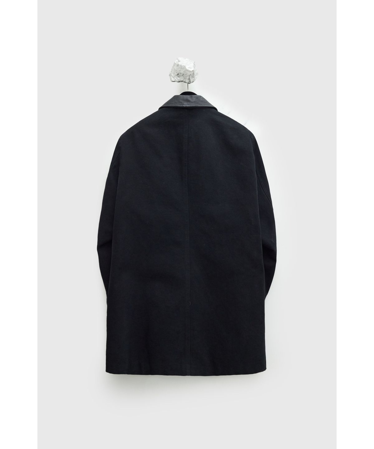 유스(YOUTH) Leather Collar Half Coat - Black