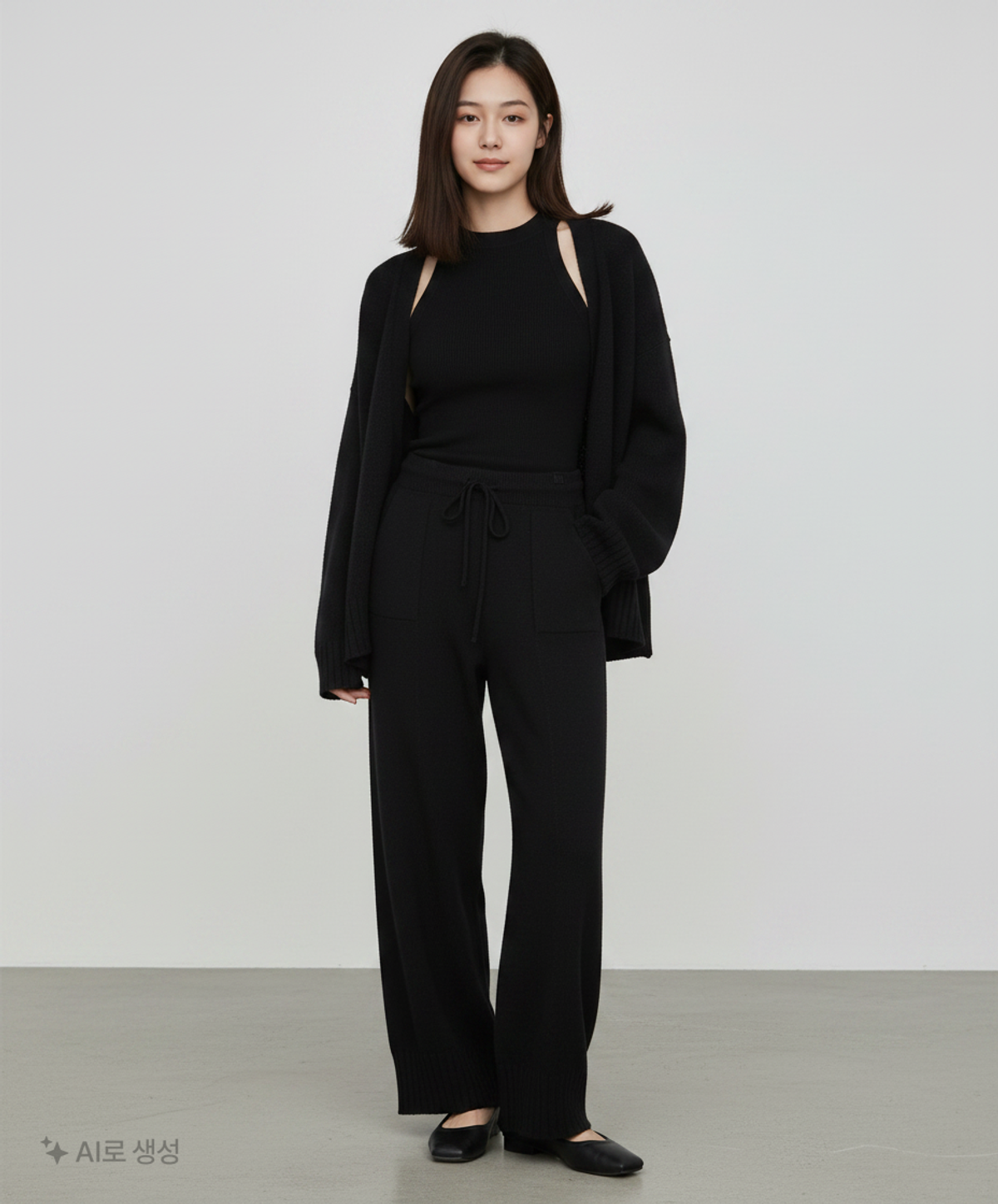 우마뭉(UMARMUNG) Super fine merino wholegarment pants_Black M