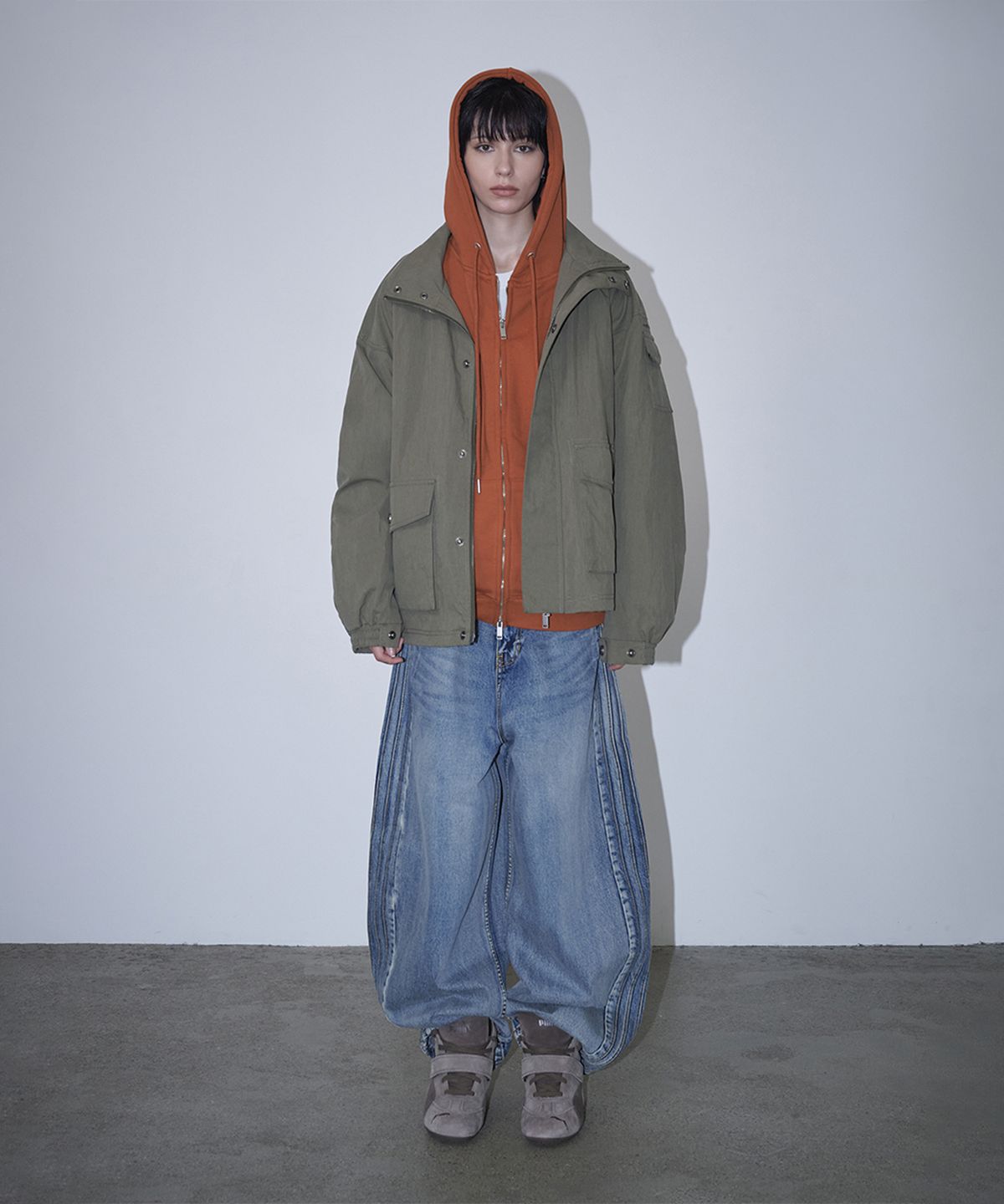 로타입(ROUGHTYPE) High-neck Cotton Safari Jacket - Khaki