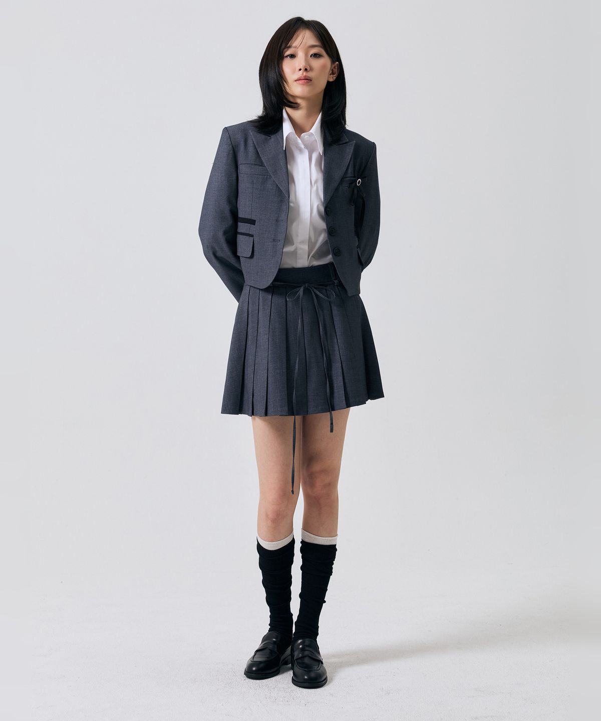 아리킴(ARIKIM) SWAN PLEATS SKIRT PANTS / CHARCOAL