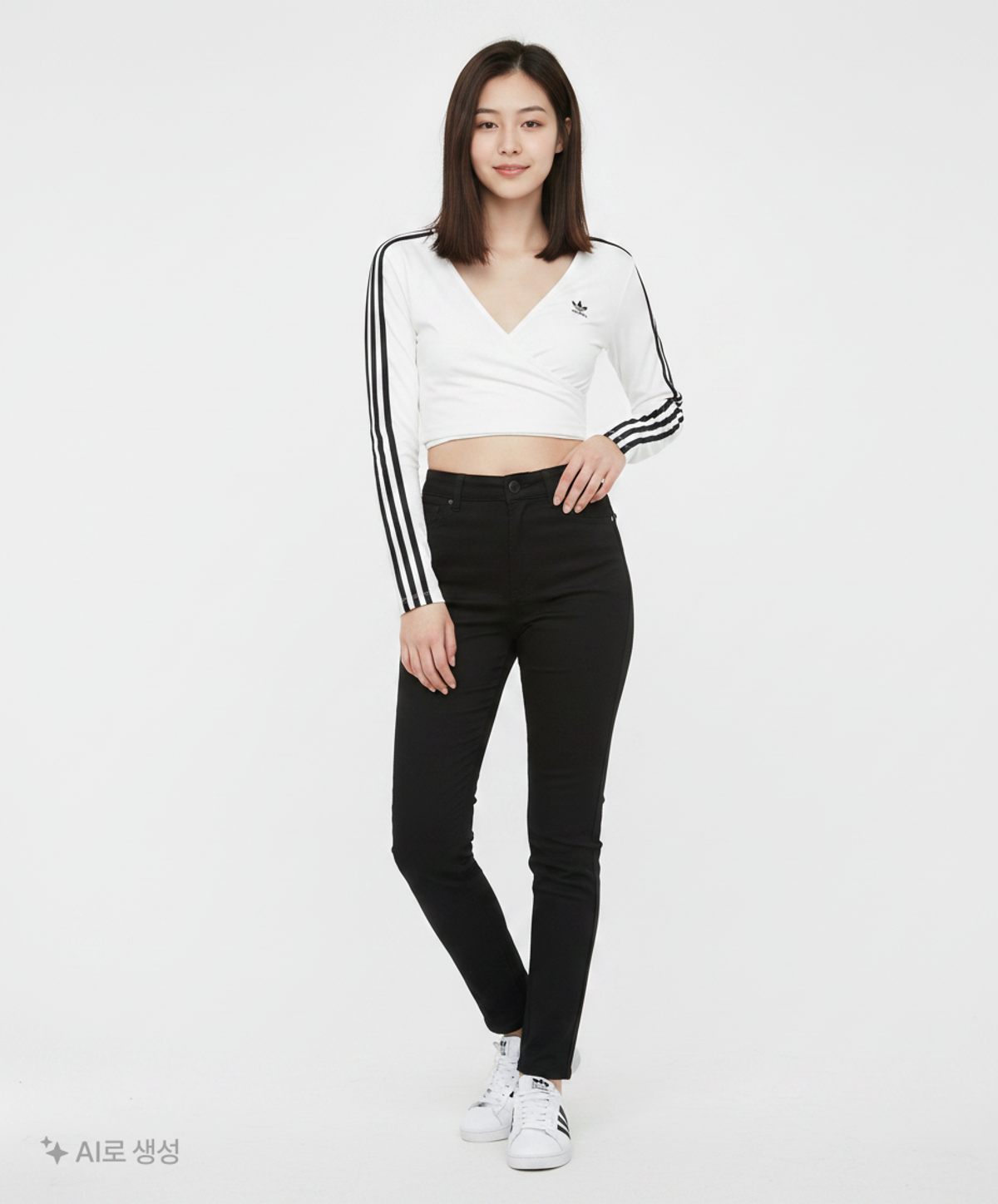 아디다스(ADIDAS) 클래식 크롭 티 - 화이트 / HC2030 S