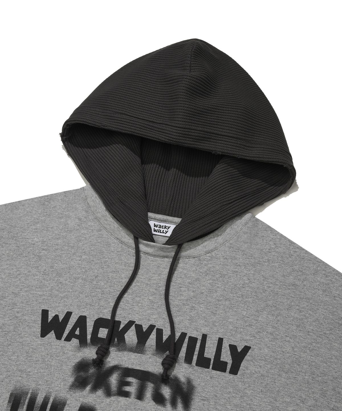 와키윌리(WACKY WILLY) 와플 후드 레이어드 롱슬리브 그레이