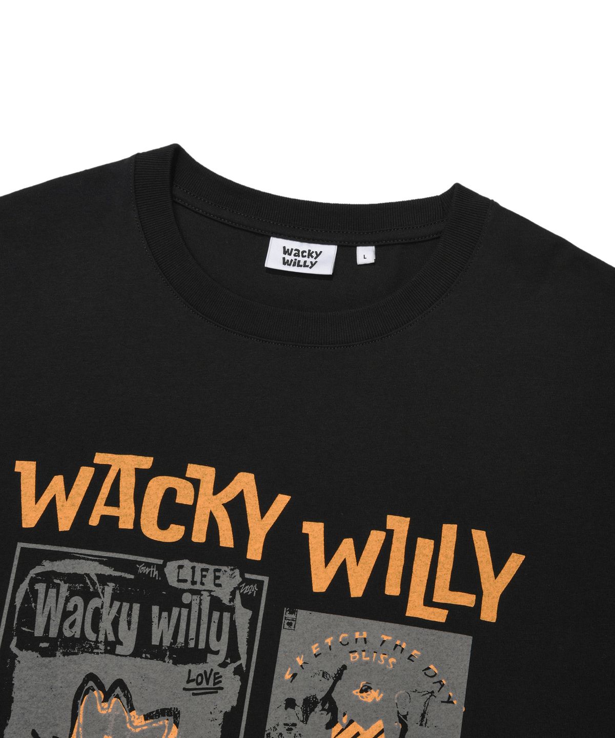와키윌리(WACKY WILLY) 아트 콜라주 롱슬리브 블랙
