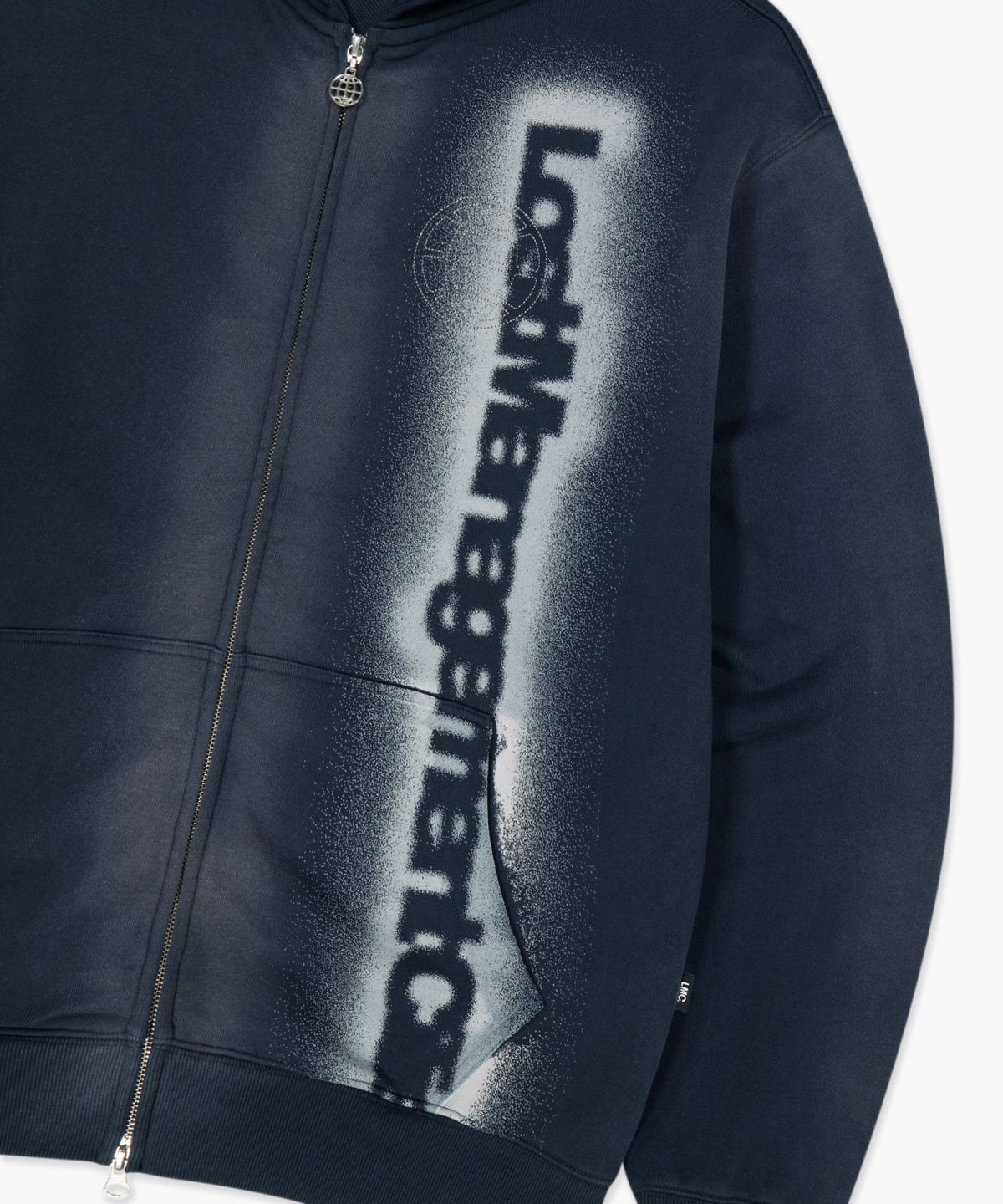 엘엠씨(LMC) SUNFADE BLUR LOGO HOODIE ZIP-UP navy