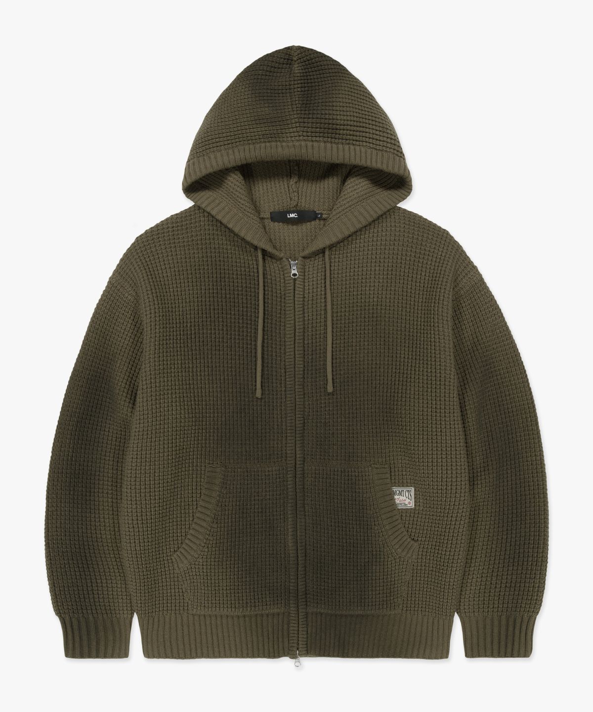 엘엠씨(LMC) SPRAY DYED WAFFLE KNIT ZIP-UP olive