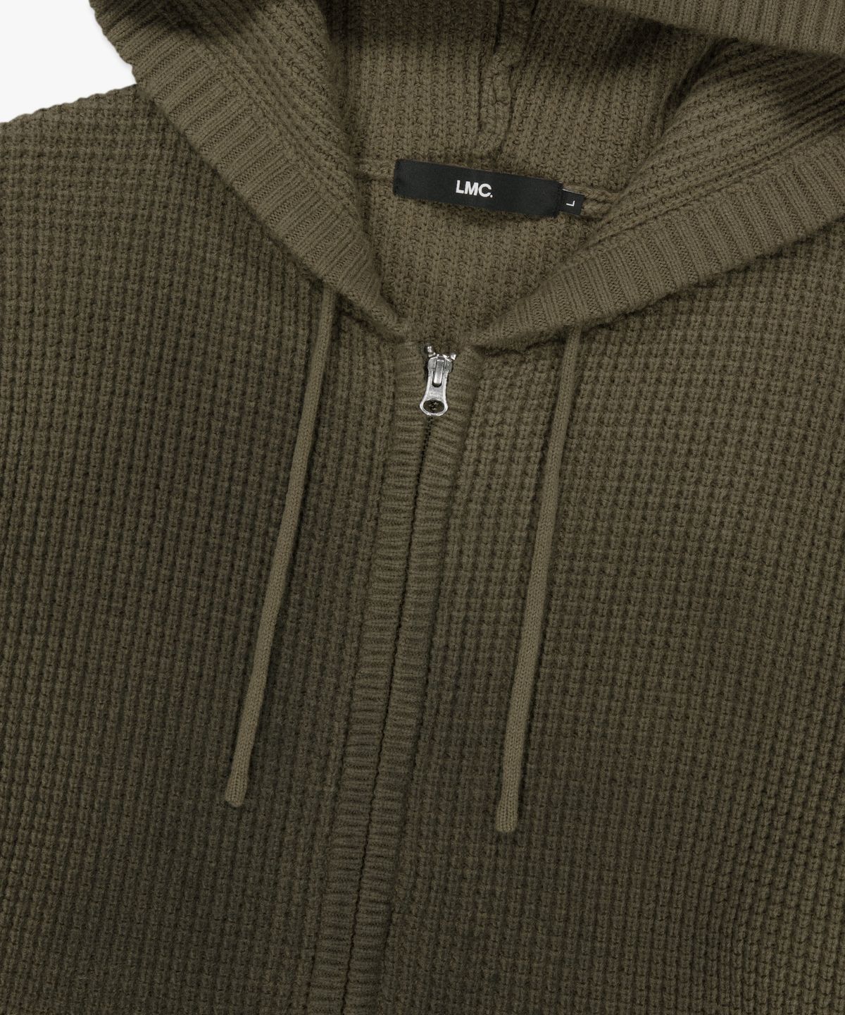 엘엠씨(LMC) SPRAY DYED WAFFLE KNIT ZIP-UP olive