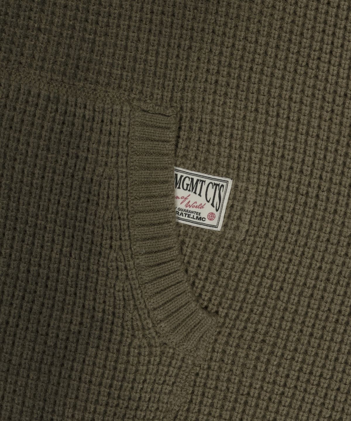 엘엠씨(LMC) SPRAY DYED WAFFLE KNIT ZIP-UP olive