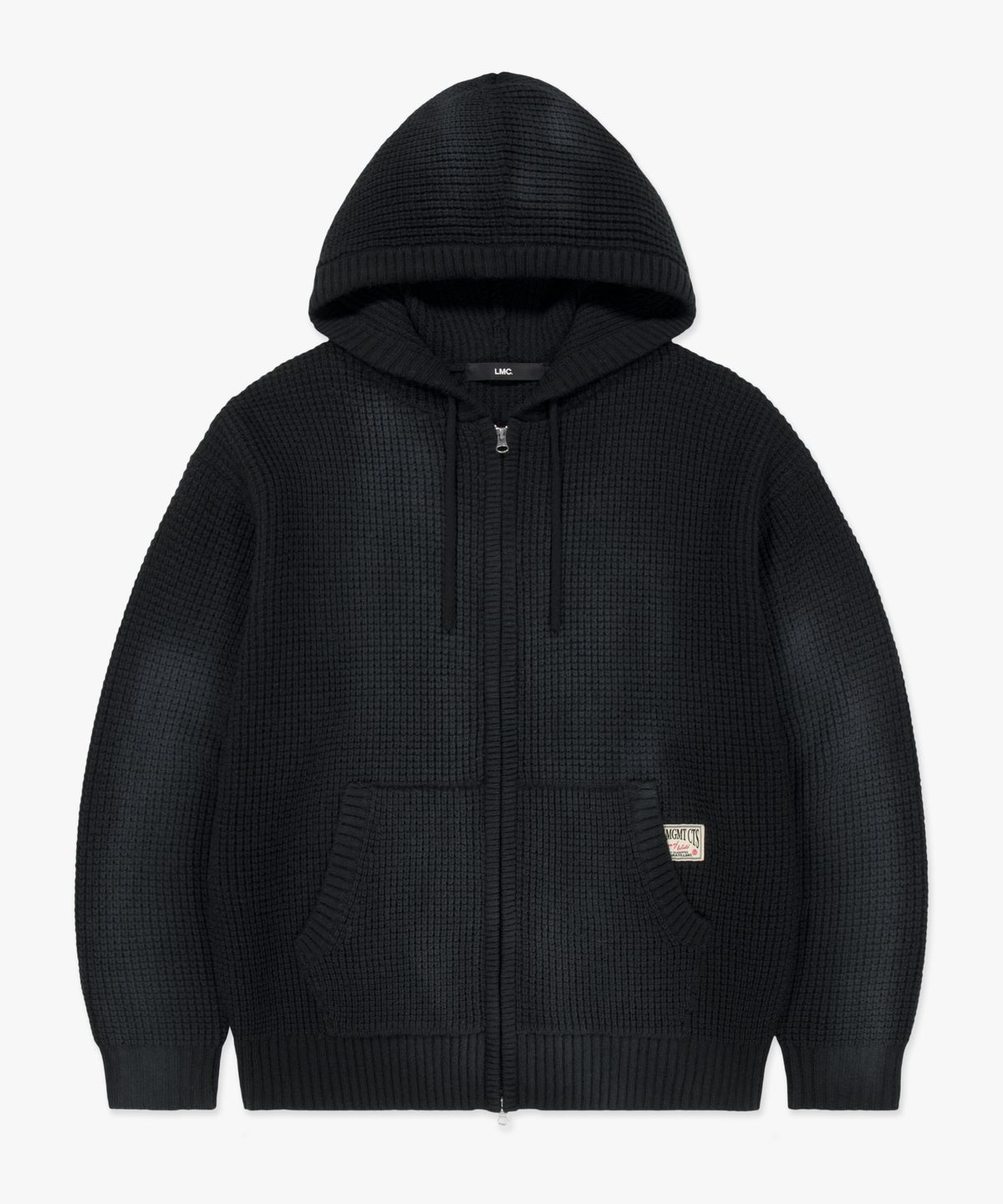 엘엠씨(LMC) SPRAY DYED WAFFLE KNIT ZIP-UP black