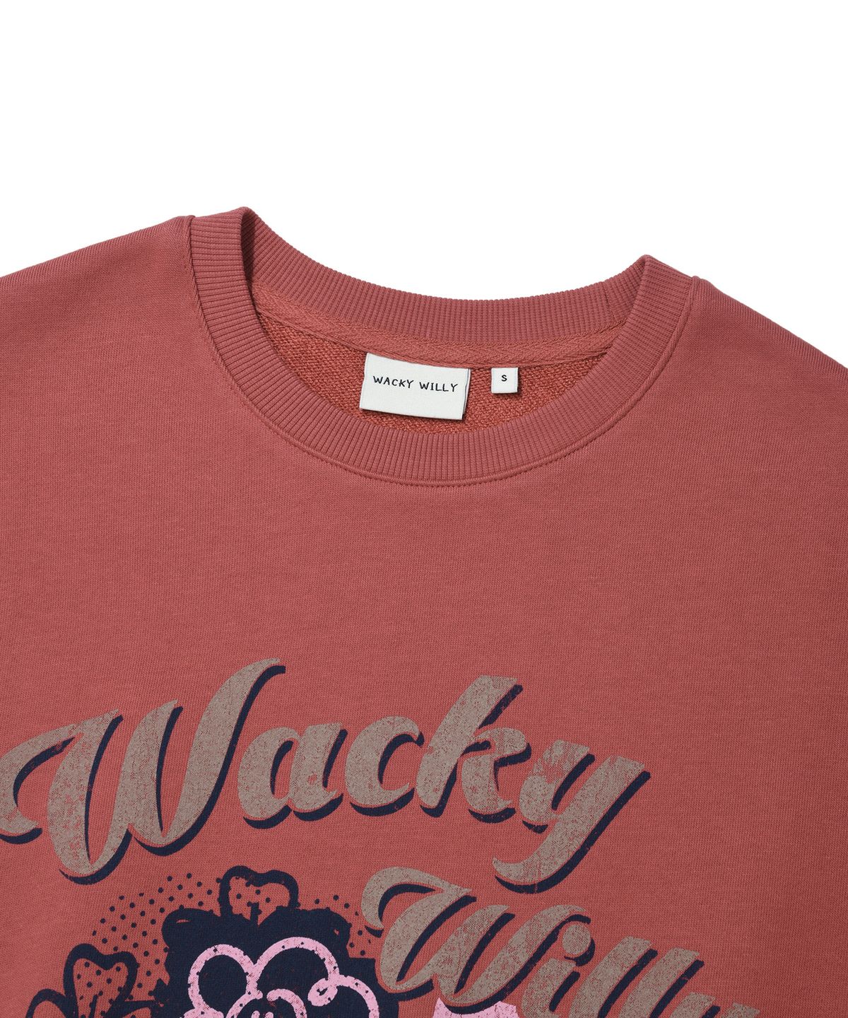 와키윌리(WACKY WILLY) 우먼스 빈티지 그래픽 맨투맨 딥 레드
