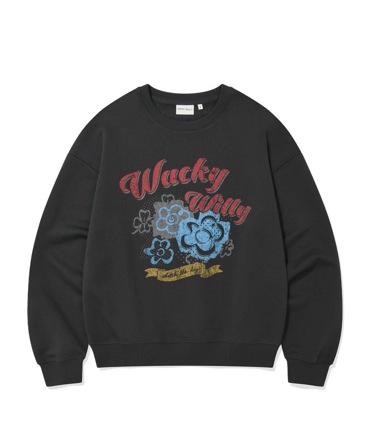 와키윌리(WACKY WILLY) 우먼스 빈티지 그래픽 맨투맨 차콜