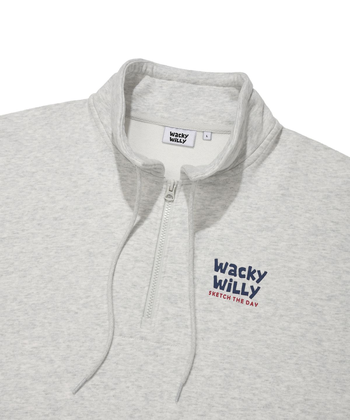 와키윌리(WACKY WILLY) 하프 집업 맨투맨 라이트그레이