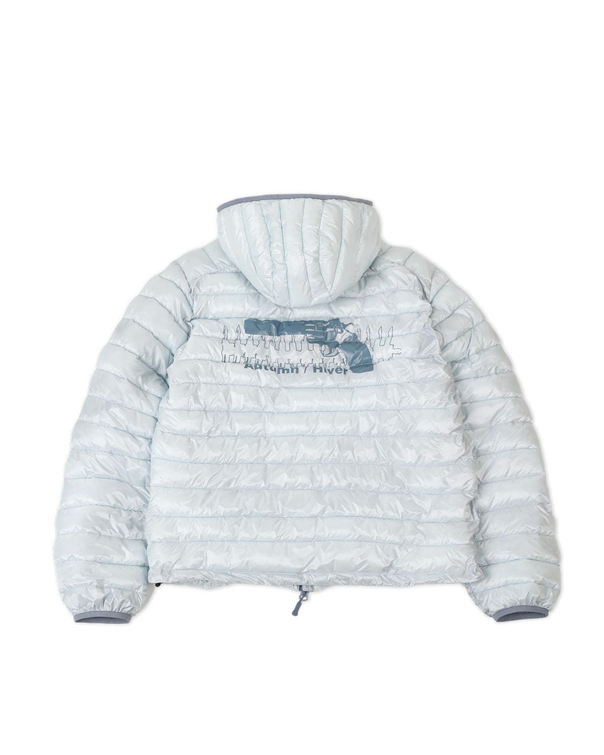 더뮤지엄비지터(THEMUSEUMVISITOR) REVOLVER THINSULATE HOODED DIAGONAL ZIP JACKET (SKY BLUE)