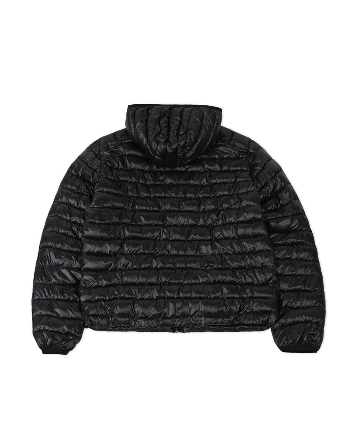 더뮤지엄비지터(THEMUSEUMVISITOR) THINSULATE HOODED DIAGONAL ZIP JACKET (GLOSSY BLACK)