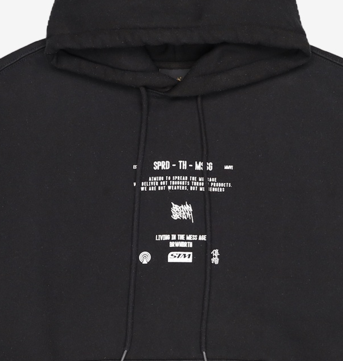 브라운브레스(BROWNBREATH) SIGNAL TAG HOODIE - BLACK L