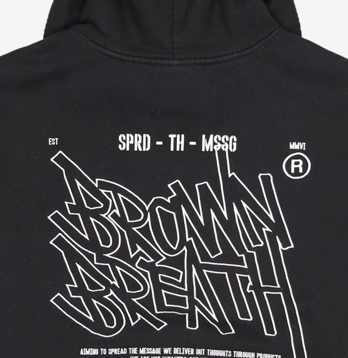 브라운브레스(BROWNBREATH) SIGNAL TAG HOODIE - BLACK L