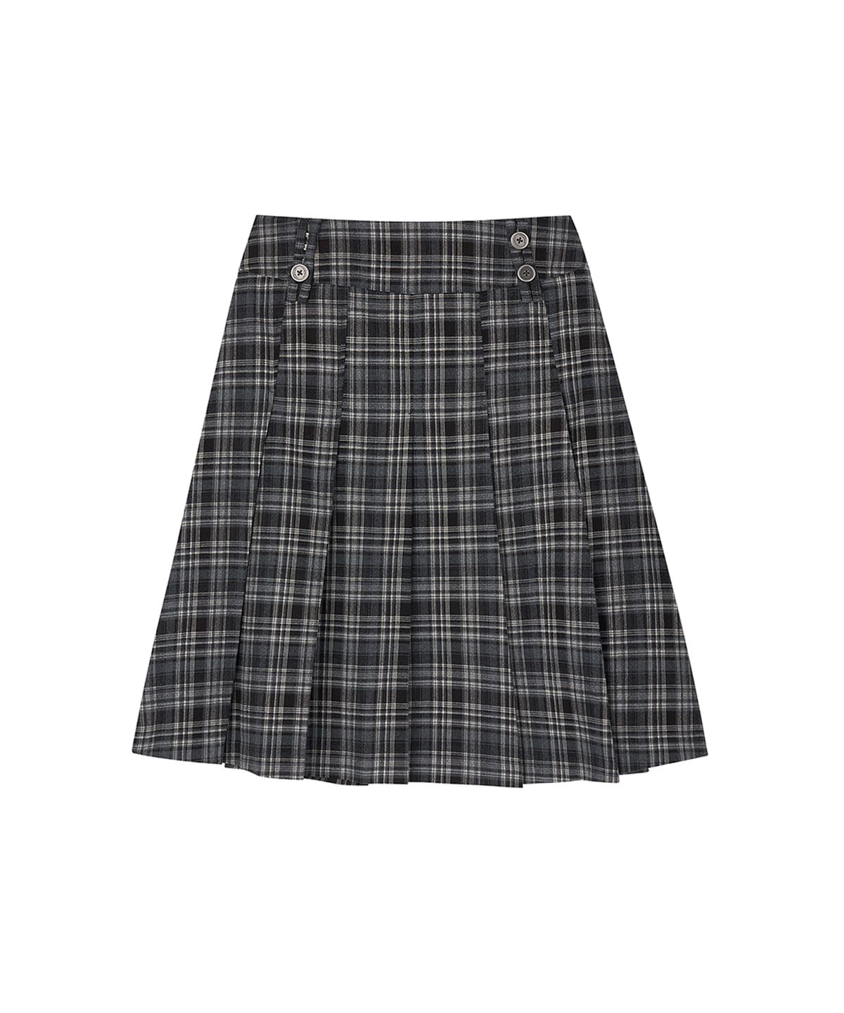 로타입(ROUGHTYPE) Double-belt Pleated Skirt - Gray